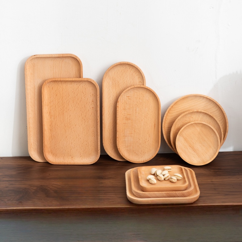 Travertine Tray Oval - Nampan Sarapan Kayu Beech Solid Bulat
