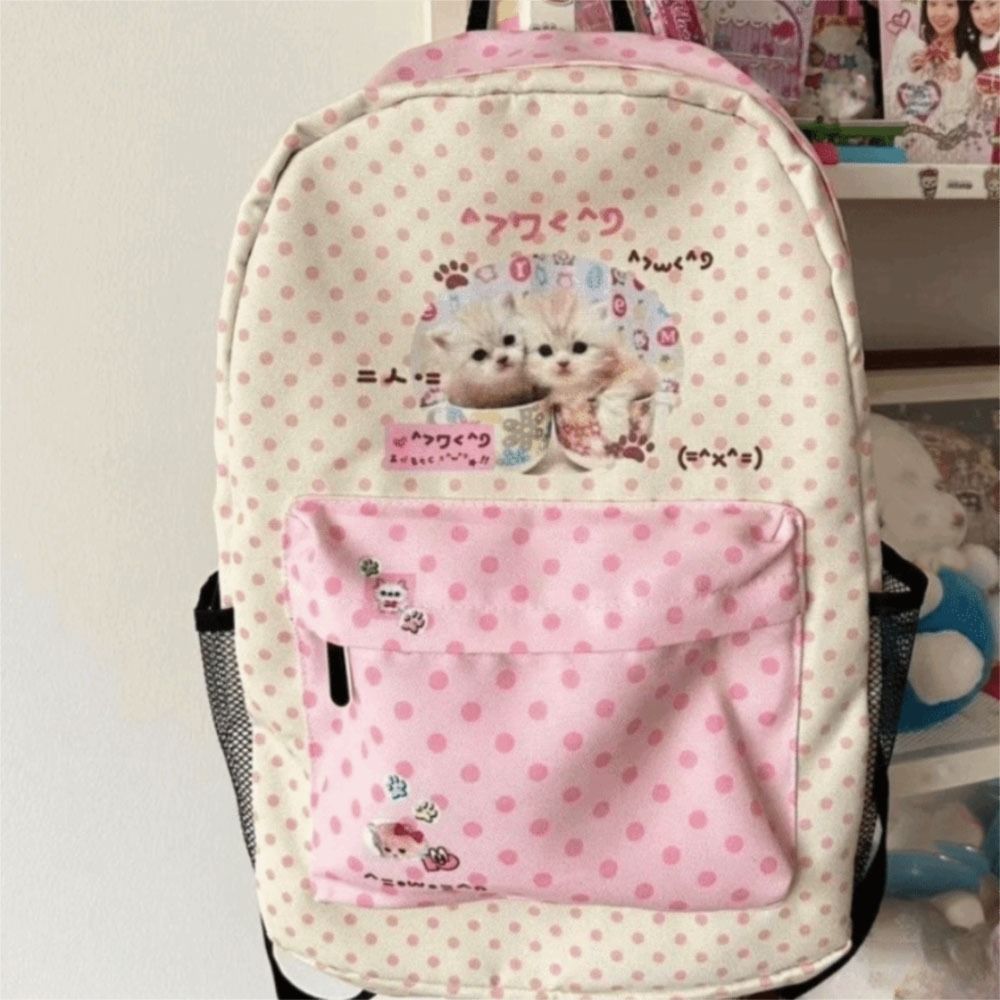Interior Design Handbook - Ransel Dot Kucing Warna Kontras Kawaii