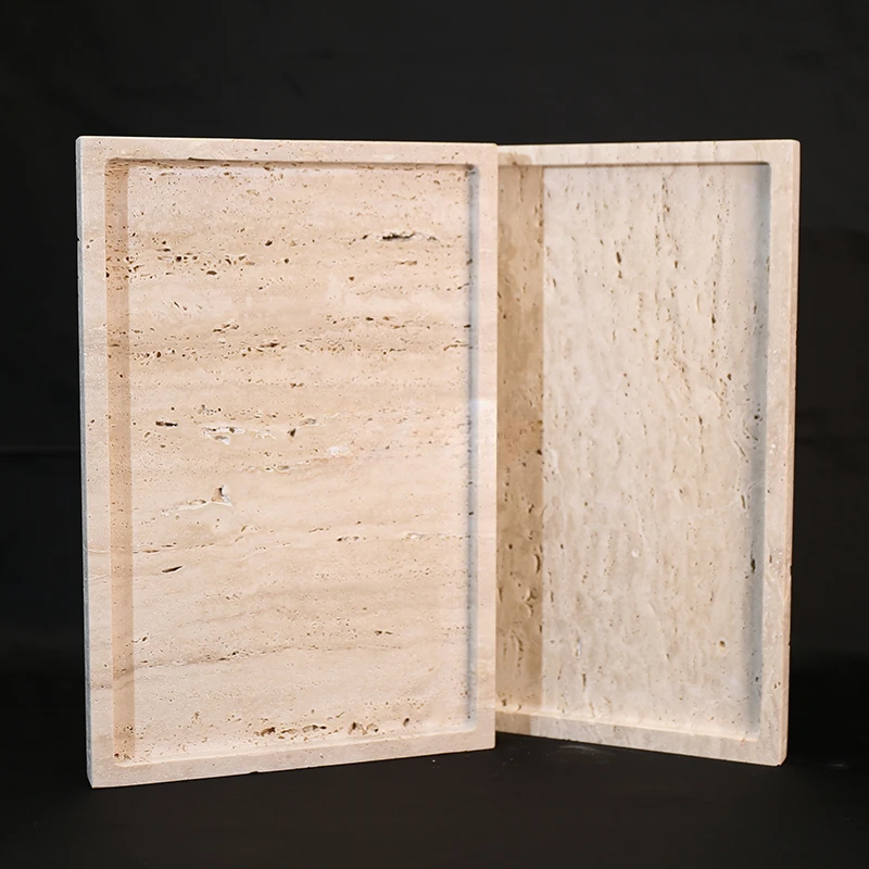 Travertine Tray Oval - 30X20X1.8Cm Marmer Alam Beige Travertine Batu