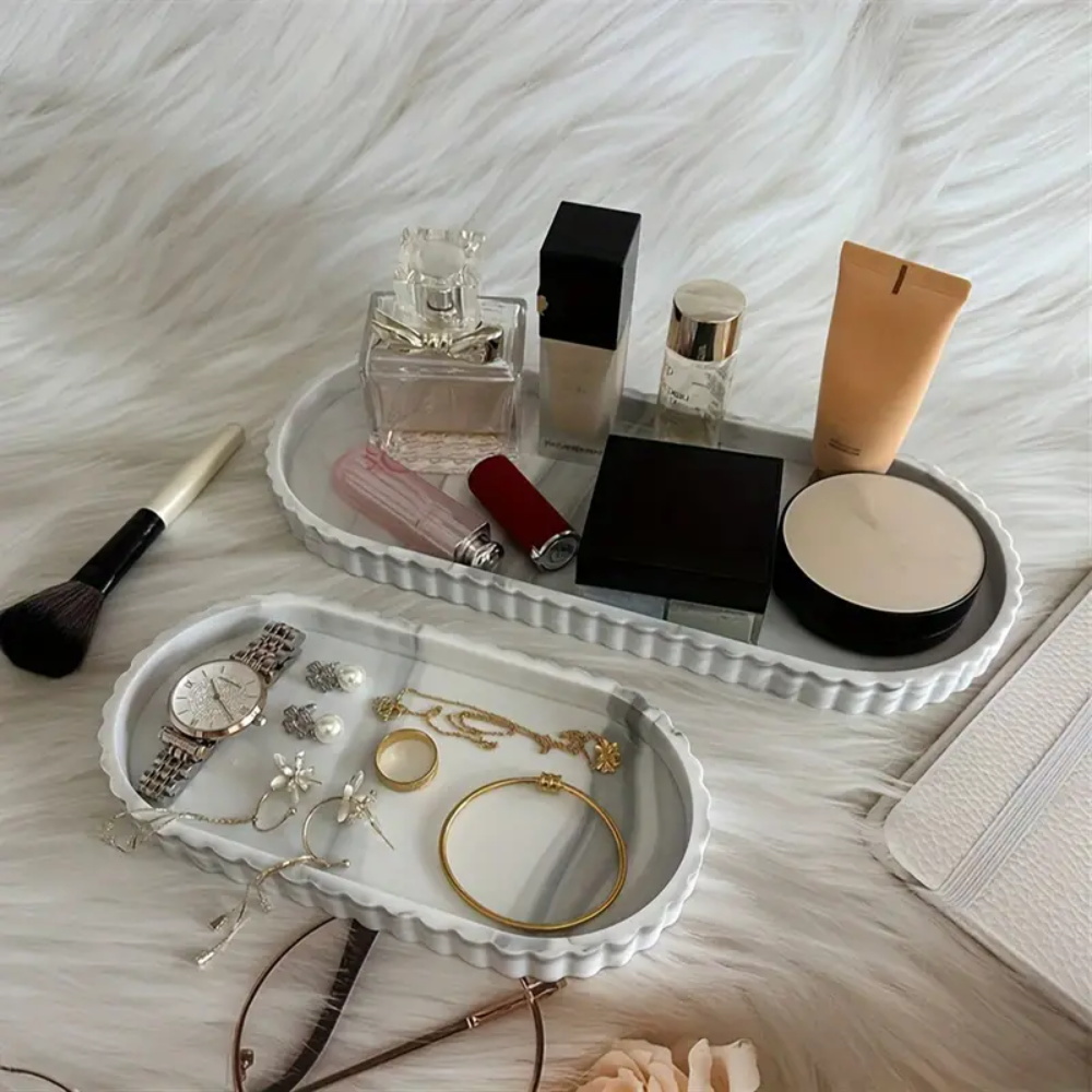 Travertine Tray Oval - 1-Piece Oval Vanity Tray, Nampan Dispenser