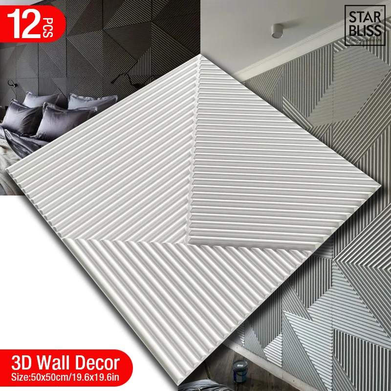 Wall Panel 3D Texture - 12 Buah 50Cm 3D Dekorasi Dinding
