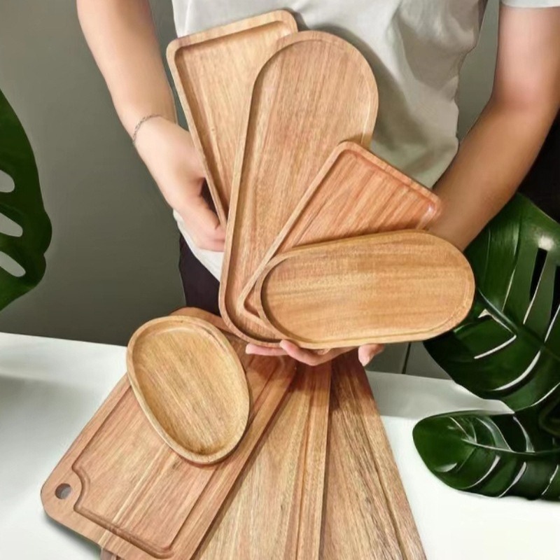 Travertine Tray Oval - Nampan Sajian Dekoratif Kayu Akasia Gaya