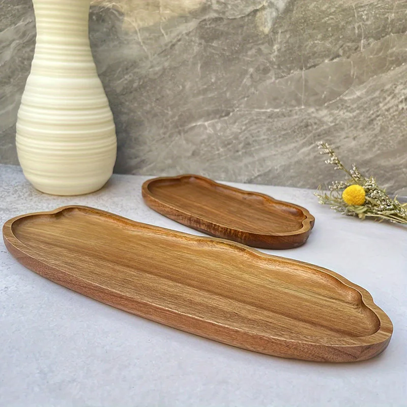 Travertine Tray Oval - Nampan Kopi Teh Kayu Gaya Jepang