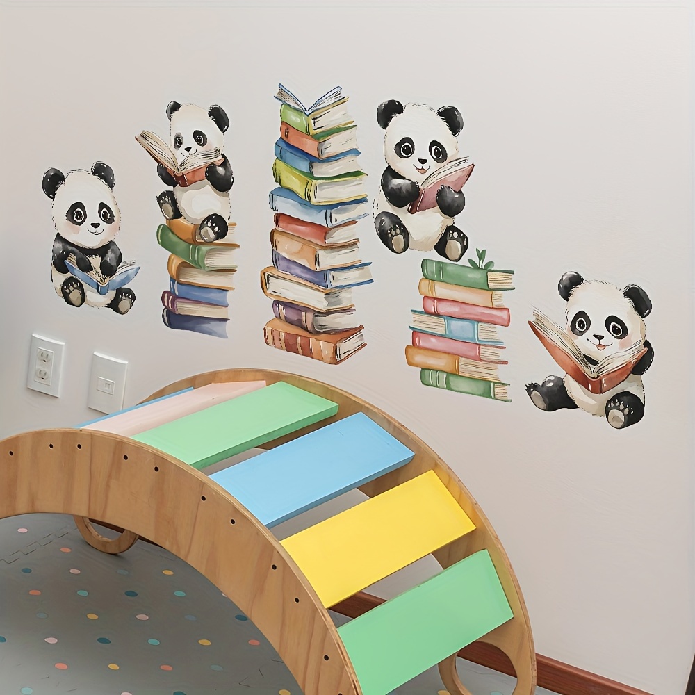 Kartun Panda Baca Buku Stiker  - Interior Design School ulasan dan harga
