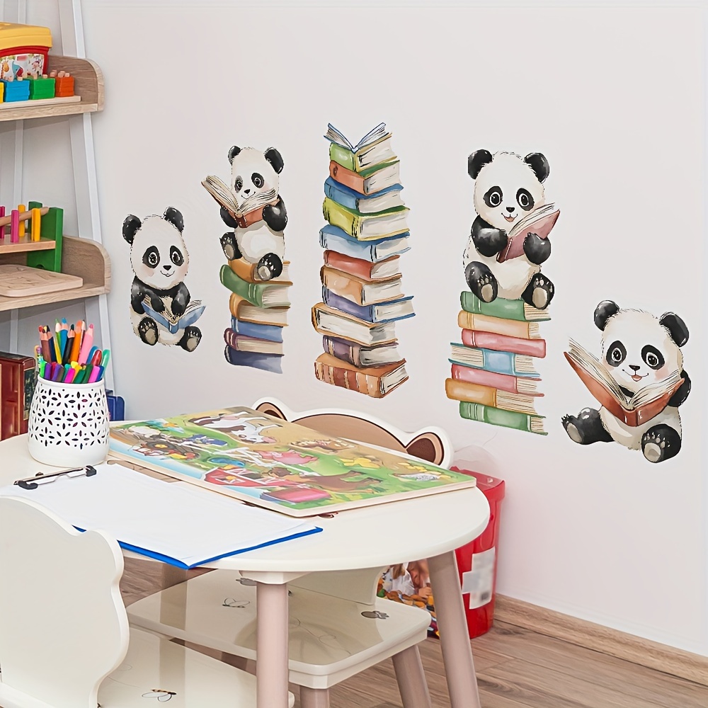 Kartun Panda Baca Buku Stiker  - Interior Design School ulasan dan harga